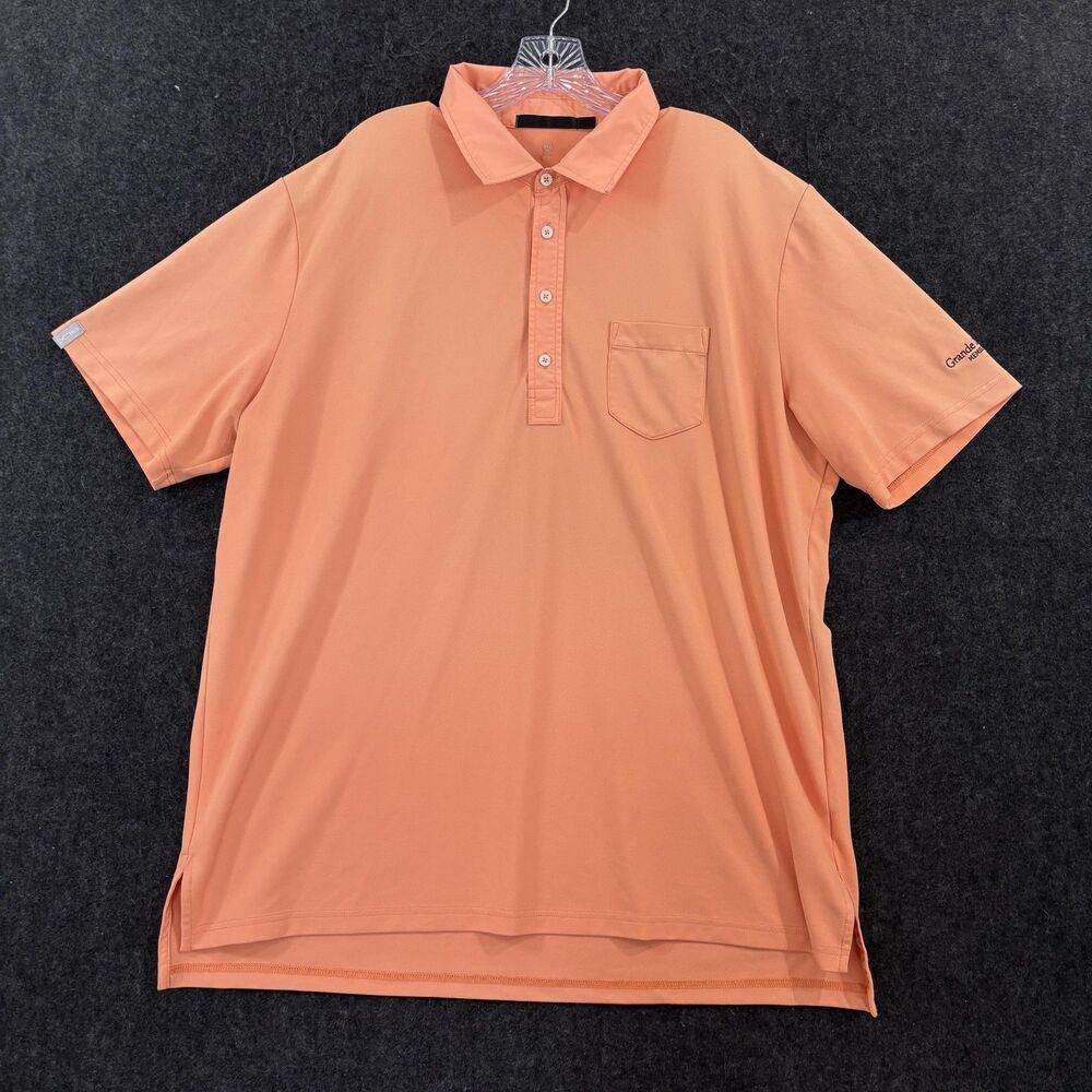 RLX Polo Shirt Men's XL Orange Grande Dunes Golf Performance Pocket Knit Casual